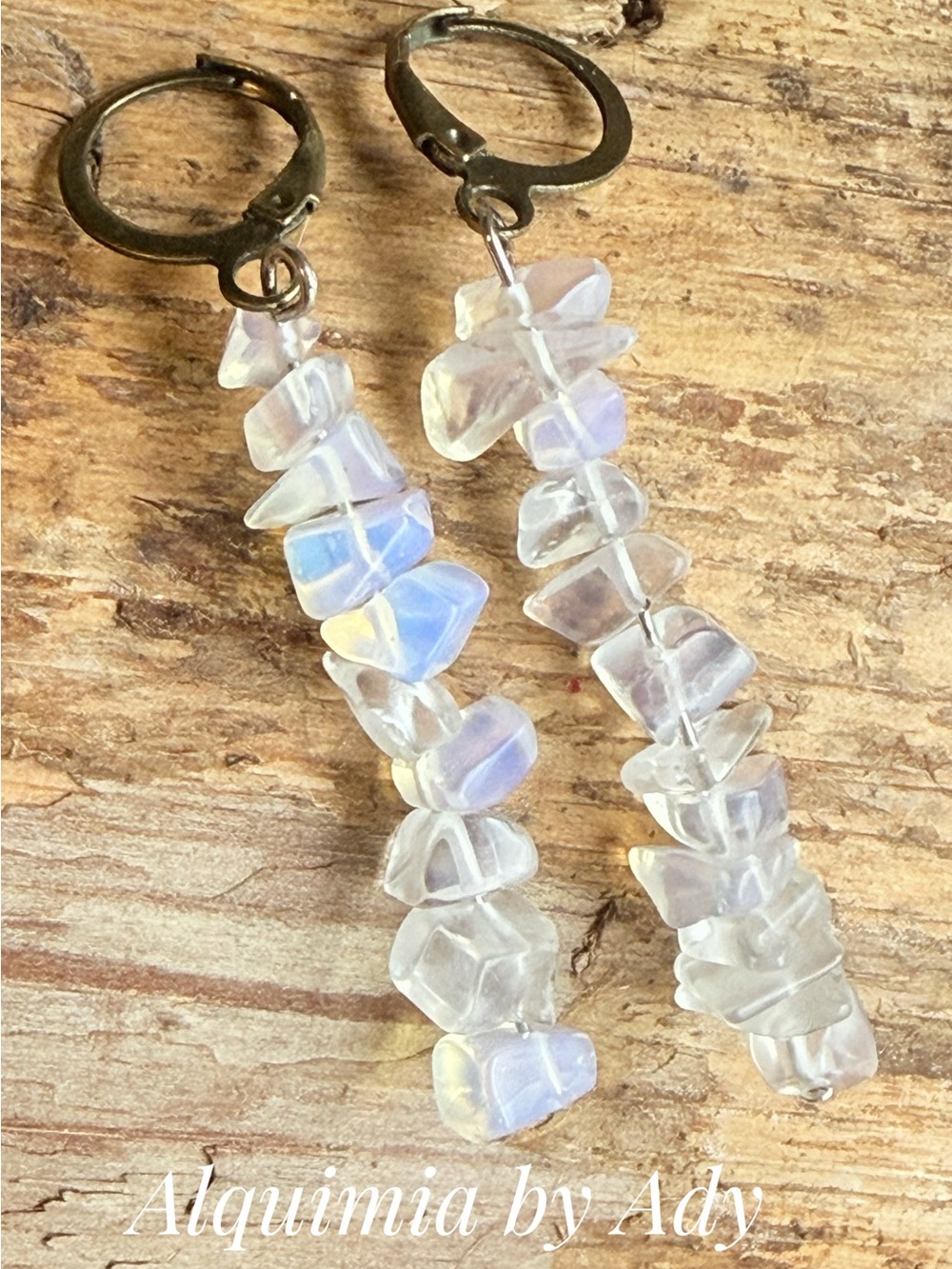 Translucent Opalite Chip Drop Earrings - Iridescent White